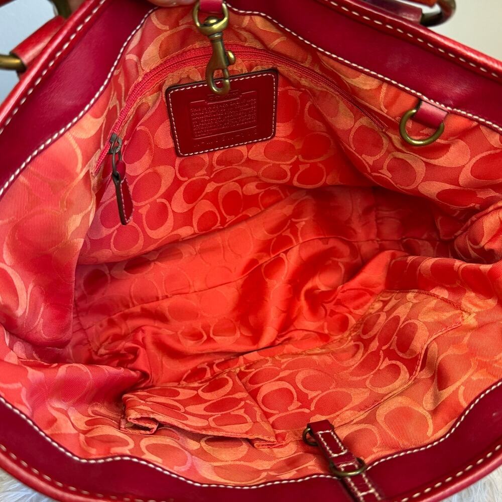 Vintage COACH y2k Red Natural Legacy Straw Tote Bag - Picture 10 of 13